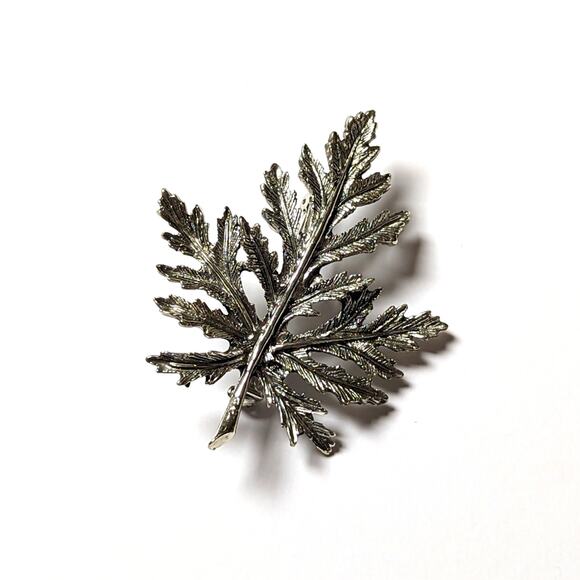 Vintage Silver Tone Boho Hippie Oak Maple Leaf Natural Fall Brooch - Picture 1 of 3
